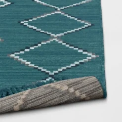 5' X 7' Soft Moroccan Tapestry With Double Knot Fringe Woven Outdoor Rug Teal - Opalhouse™ 2 5' X 7' Soft Moroccan Tapestry With Double Knot Fringe Woven Outdoor Rug Teal - Opalhouse™ -Opalhouse Designed With Jungalow GUEST 3a15645d 40e3 4c67 92df d55f6ad30a10