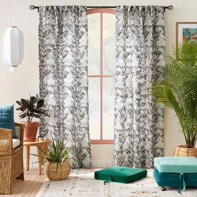 1pc 50"x84" Light Filtering Limu-Limu Leaf Jacquard Curtain Panel Gray - Opalhouse™ designed with Jungalow™ 1pc 50"x84" Light Filtering Limu-Limu Leaf Jacquard Curtain Panel Gray - Opalhouse™ Designed With Jungalow™ -Opalhouse Designed With Jungalow GUEST 421dc9b8 44ac 4840 a1f4 2563587244d5