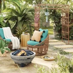 Front Page 33 Topanga Club Chair With Ottoman - Blue/Brown - Opalhouseâ„¢ Designed With Jungalowâ„¢