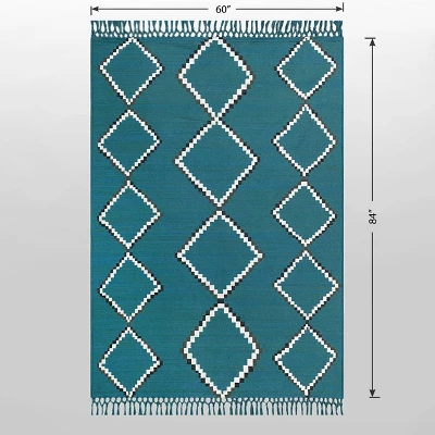 5' x 7' Soft Moroccan Tapestry with Double Knot Fringe Woven Outdoor Rug Teal - Opalhouse™ 5' X 7' Soft Moroccan Tapestry With Double Knot Fringe Woven Outdoor Rug Teal - Opalhouse™ -Opalhouse Designed With Jungalow GUEST 59e527ba 7512 4b3c 92ea 0b2f51cfc486