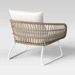 Southport Outdoor Patio Chair With Metal Legs, Club Chair Natural/White - Opalhouse™ -Opalhouse Designed With Jungalow GUEST 85f574ff c7e7 4d01 b943 e6500f46c5aa