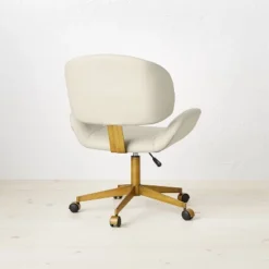 Mahonia Faux Leather Office Chair Cream/Aged Brass - Opalhouse™ Designed With Jungalow™ -Opalhouse Designed With Jungalow GUEST c063500a 216c 4d23 8174 81e648410040