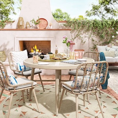 Leona 46" Round Crushed Bamboo Stamped Steel Top Patio Dining Table - Opalhouse™ Leona 46" Round Crushed Bamboo Stamped Steel Top Patio Dining Table - Opalhouse™ -Opalhouse Designed With Jungalow GUEST f04b764c a584 4bfe b9ea 6c0ea8ed5c2c